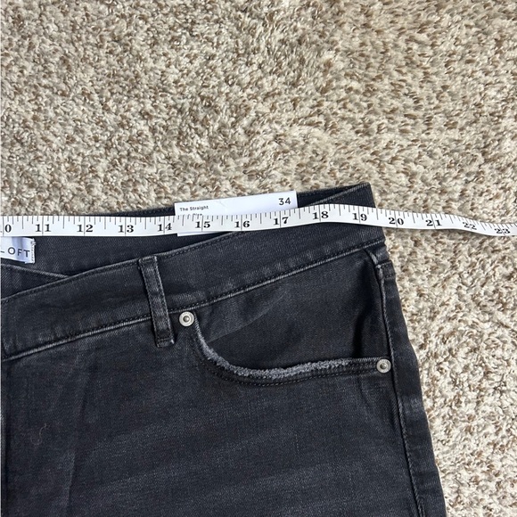 NWT LOFT Black Straight Leg Jeans High Rise Denim Casual 18 34 Stretch - Picture 9 of 9